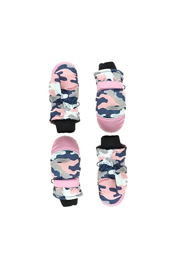 Moufles de ski pour enfants garçons et bébés - Imperméables - Motif camouflage - Chaudes - Pour lextérieur et lhiver - 2 pa