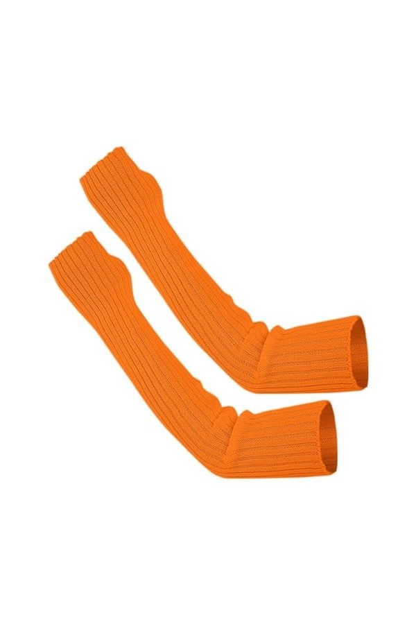 Gants Noirs Tricot Chauffant Solide Tricoté Longs Mitaines Moufles Costume Femme Diable, Orange, taille unique