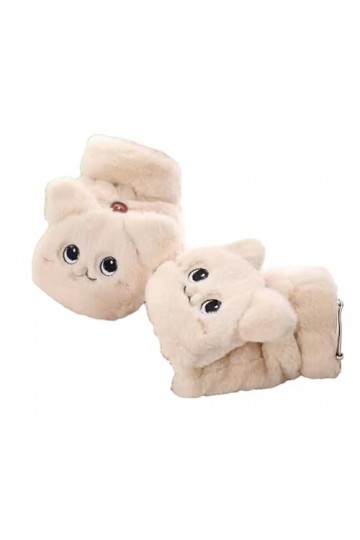 Leadrop 1 paire de gants pliables en peluche douce pour femme - Moufles dhiver épaisses - Motif animal de dessin animé - Dem