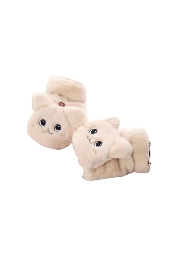 Leadrop 1 paire de gants pliables en peluche douce pour femme - Moufles dhiver épaisses - Motif animal de dessin animé - Dem