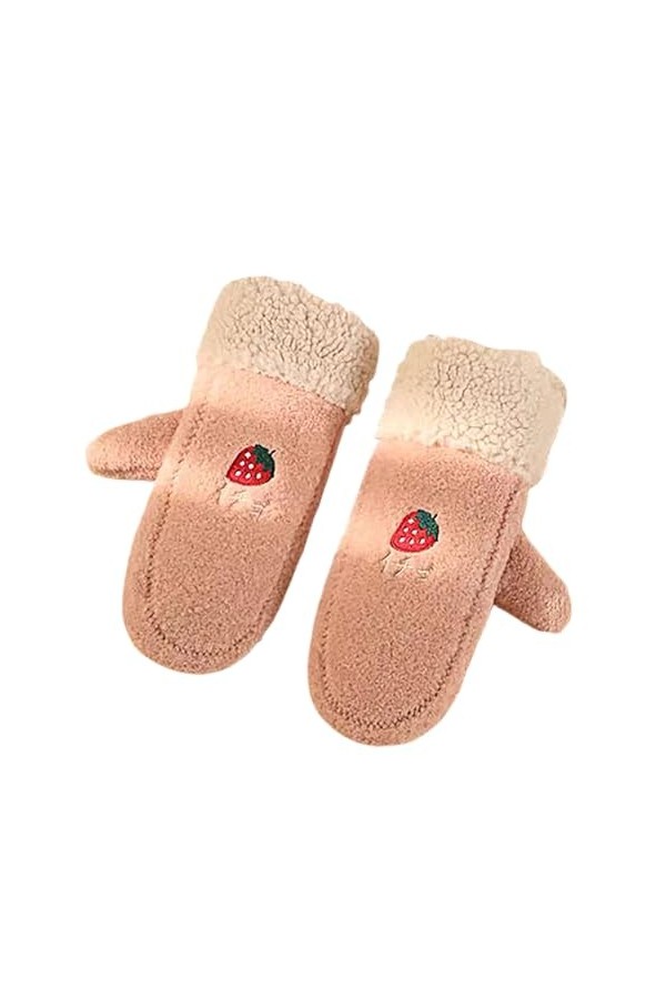 AFBORD 1 paire de moufles pour femme résistantes au froid, motif animal brodé/étiquette attrayante, gants thermiques dhiver 