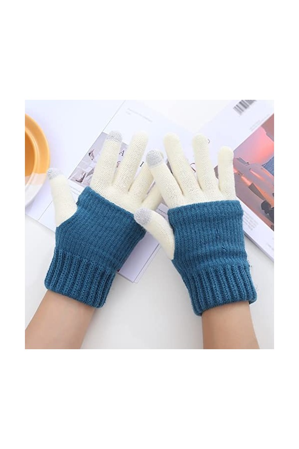 Gants tricotés chauds pour femmes et hommes, moufles dhiver pour garder au chaud, épissure imprimée, tricot, golf, équitatio