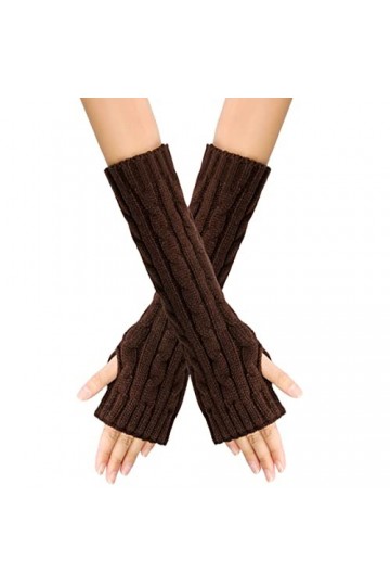 Manchettes longues pour femme en tricot - Moufles extensibles - Manchettes tendance tricotées - Manchettes chaudes dhiver