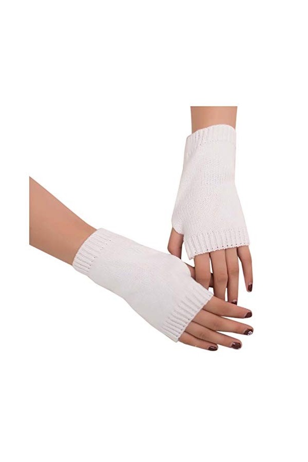 Gants sans doigts pour femme - Noir - Accessoires dhiver - Tricotés - Poignet - Noir - Long - Unisexe - Pour garder les femm