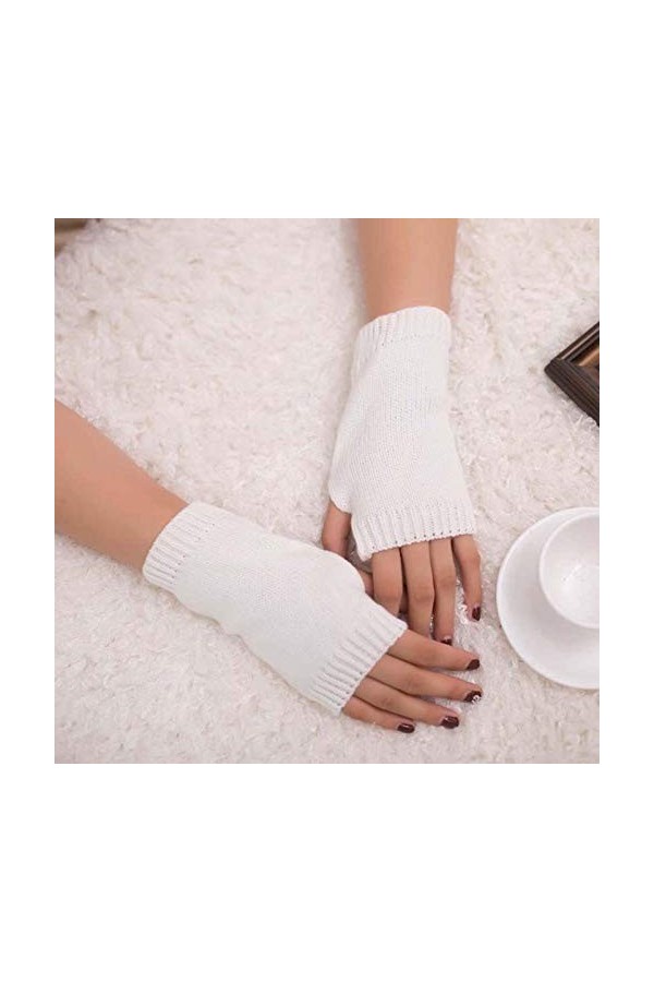 Gants sans doigts pour femme - Noir - Accessoires dhiver - Tricotés - Poignet - Noir - Long - Unisexe - Pour garder les femm