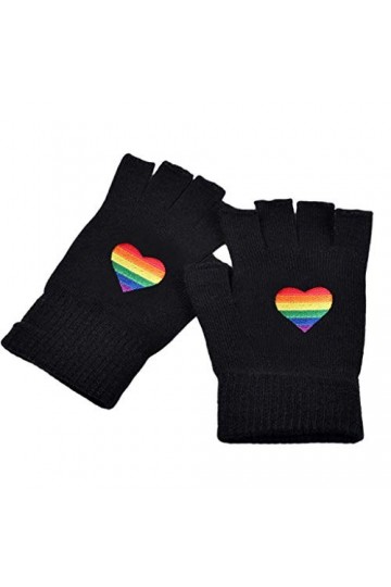 FOLODA Gants dhiver tricotés - Unisexe - Motif rayures arc-en-ciel - Moufles brodées - Moufles
