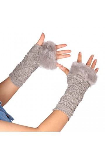 QWUVEDS Femme Automne et Hiver Papillon Plus Demi Doigt Tricot Laine Gants Chauds Femme Noir Costume, b, A