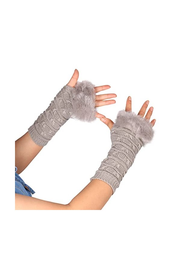 QWUVEDS Femme Automne et Hiver Papillon Plus Demi Doigt Tricot Laine Gants Chauds Femme Noir Costume, b, A