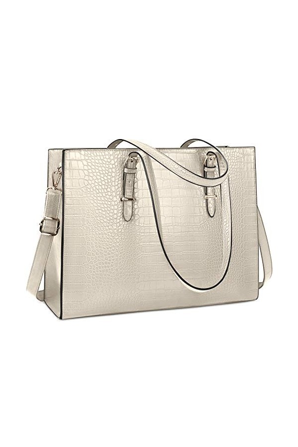 Lubardy Cabas Femmes Sac à Main Ordinateur 15.6 Pouces Grande Capacité PU Cuir Imperméable Sac Epaule Bandoulière Affaires Vo
