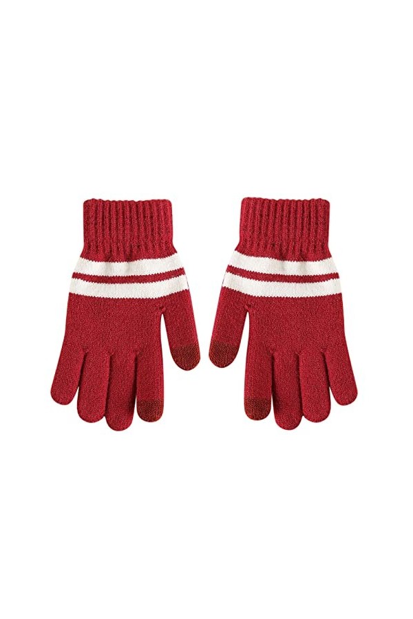 QWUVEDS Gants chauds en tricot extensible pour lhiver - Gants en tricot - Moufles déquitation en plein air - Unisexe - Mouf