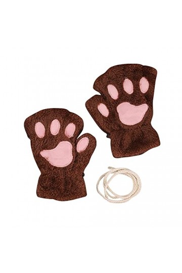 YAHOM Gants pattes de chat – Moufles griffe de chat – Gants dhiver pour femme et fille – Anti-perte – Chauffe-mains pour spo