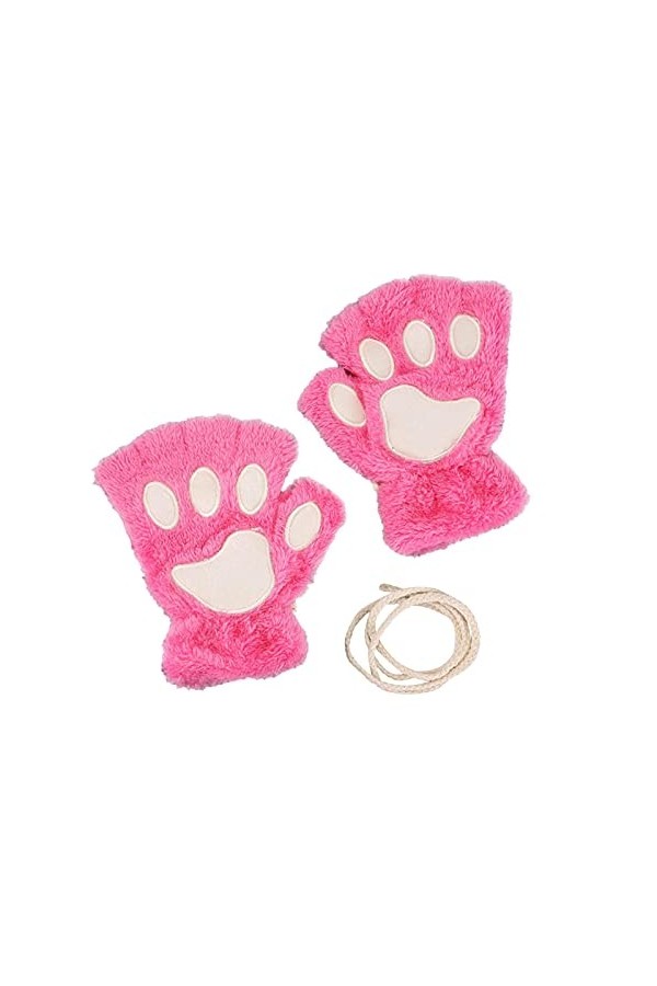 YAHOM Gants pattes de chat – Moufles griffe de chat – Gants dhiver pour femme et fille – Anti-perte – Chauffe-mains pour spo