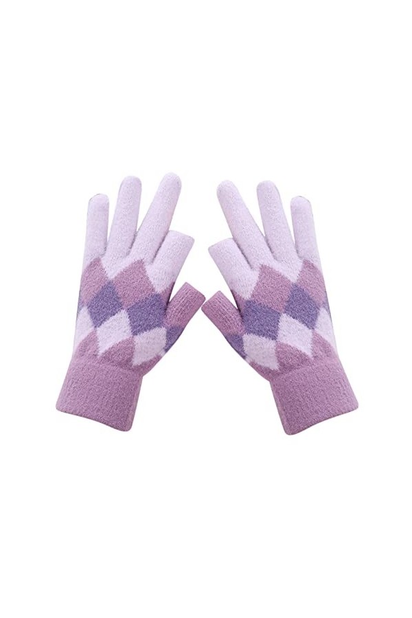 TDEOK Combinaison en latex pour femme - Gants chauds en tricot extensible - Moufles dhiver - Garder au chaud - Impression - 