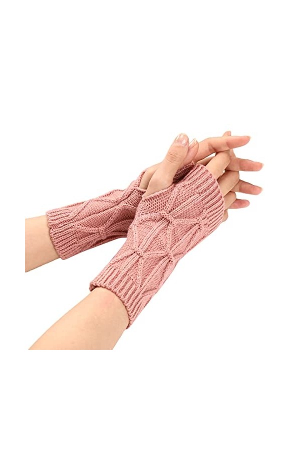 Mitaines Mitaines Mitaines Gants Gants Hiver Taille Unique Gants Tricot Noir Long Unisexe pour Moufles, Rose, taille unique