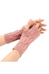 Mitaines Mitaines Mitaines Gants Gants Hiver Taille Unique Gants Tricot Noir Long Unisexe pour Moufles, Rose, taille unique