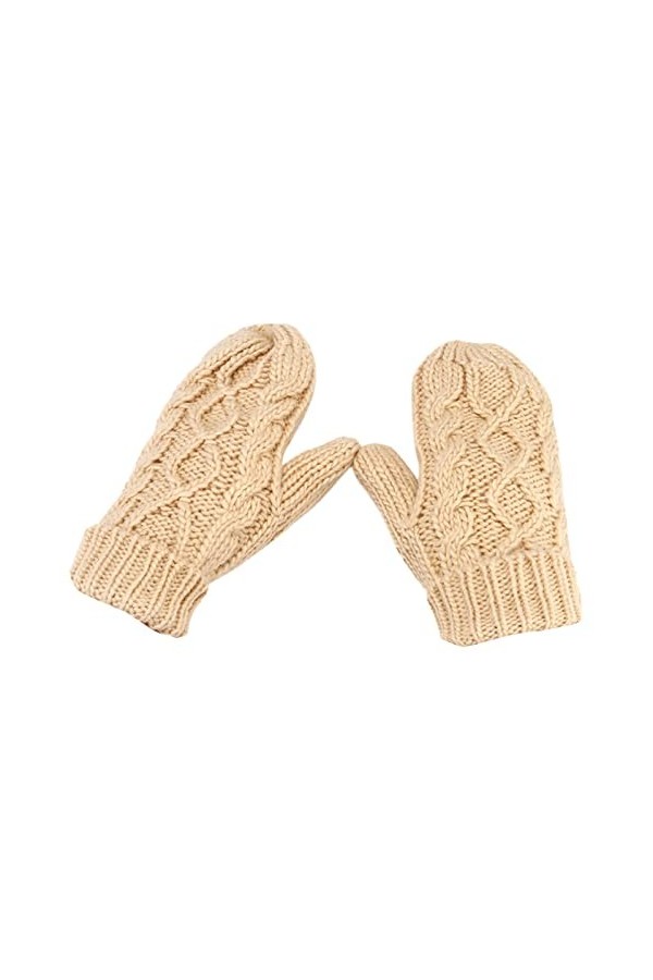 DUHGBNE Gants de ski chauds en tricot épais pour femme - Moufles - Bijoux de mariage - Motif floral - Blanc - Taille unique