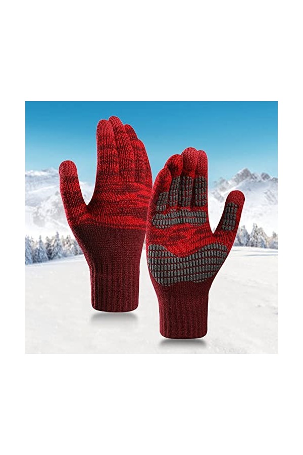 Gants Femme Doublure Polaire Gants dhiver Moufles Chaudes Écran Tactile Matériau Extensible Gants Gants de Vélo pour Temps F