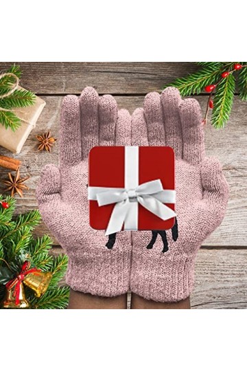 gaoqiao Gants dhiver Femme | Gants Chauds pour Temps Froid,Gant Moufle Femme Motif Cheval Noir, Doublure Tricot Thermique Él