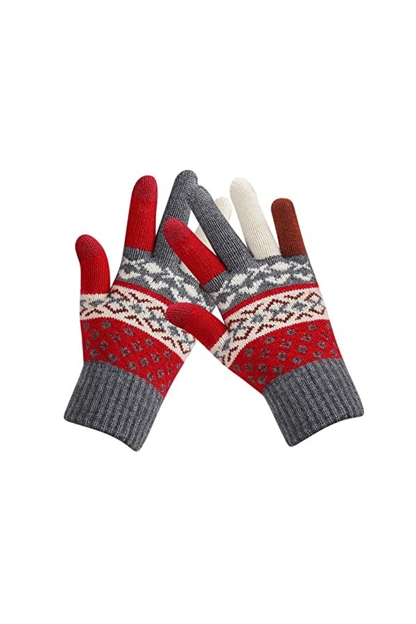 Gants tricotés chauds pour femmes et hommes, moufles dhiver pour garder au chaud, épissure imprimée, tricot, golf, équitatio