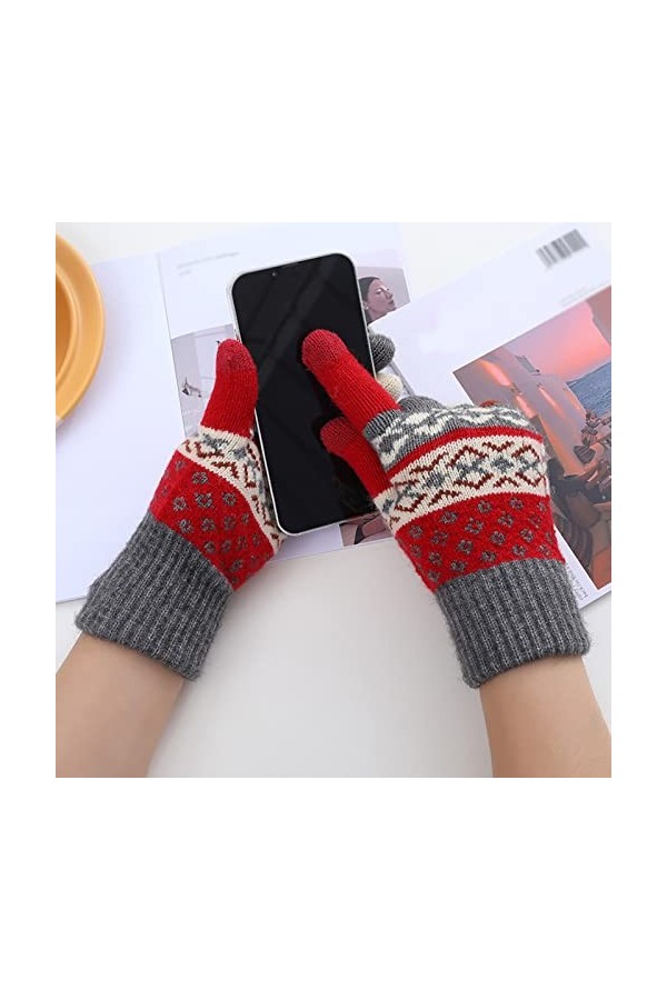 Gants tricotés chauds pour femmes et hommes, moufles dhiver pour garder au chaud, épissure imprimée, tricot, golf, équitatio