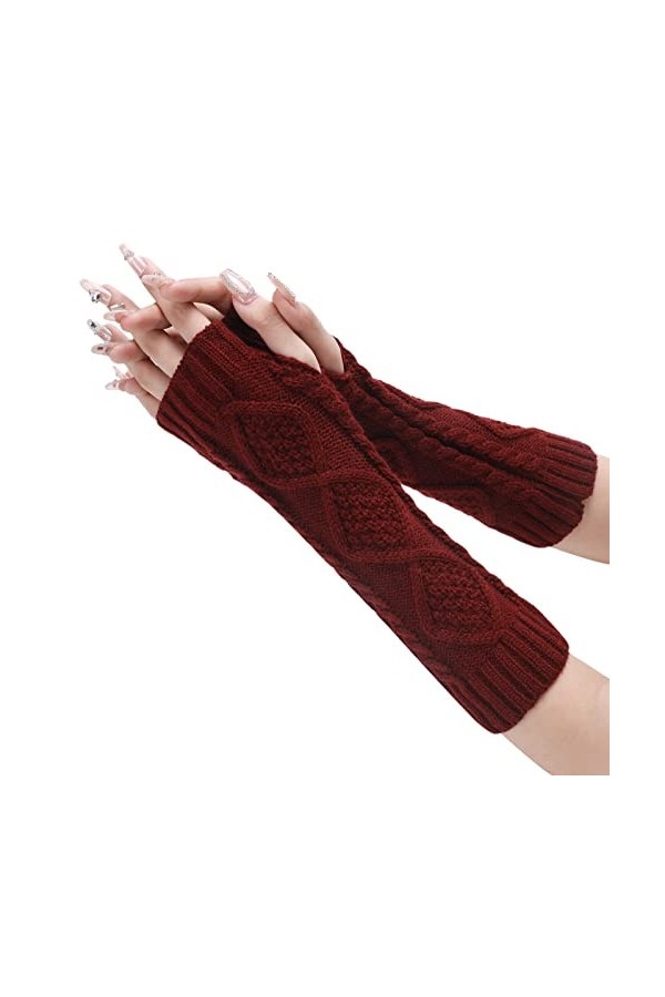 HANXIULIN Gants longs chauffe-bras moufles extensibles mitaines longueur manches gants tricot gants chauds femmes chauffe-pou
