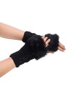 Mitaines dhiver sans doigts accessoires gants tricotés doux et chauds gants dhiver chauds bras filles Kawaii longueur, Noir