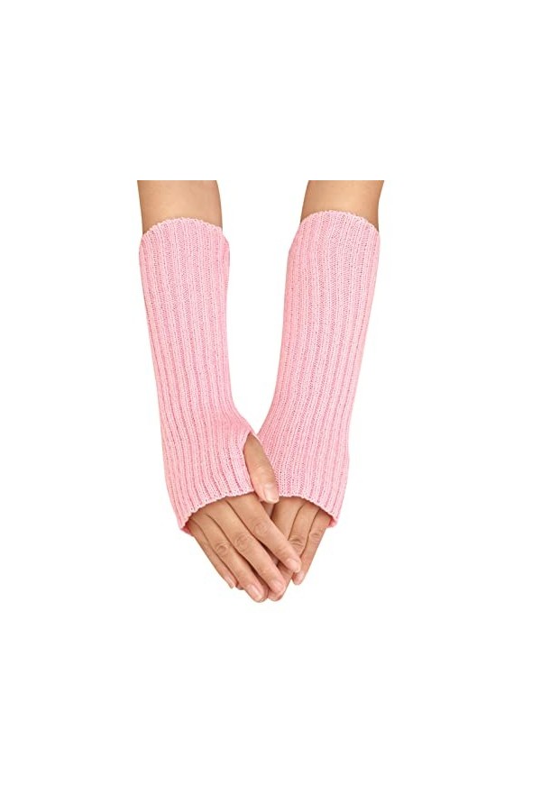 Mitaines Femme Noir Vêtements Accessoires Cosplay Bras Tricoté Poignet Hiver Chaud Jambe Chauffe-mains Kawaii Longueur Doux C