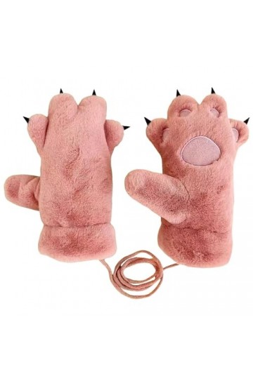 Gefomuofe Gants de patte de chat mignon dessin animé gants dhiver chauds demi-doigts gants dextérieur sans doigts gants en 