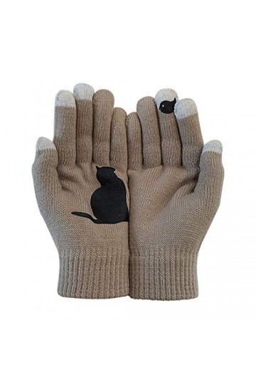 HANXIULIN Gants pour femme Moufles chauds Gants de cyclisme Gants dhiver épais en tricot Gants en fourrure pour lextérieur 