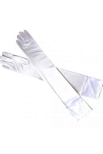 TDEOK Gants sans doigts pour femme - Pour fête vintage - Longue performance - Moufles serrées en maille - Pour femme, Blanc.,