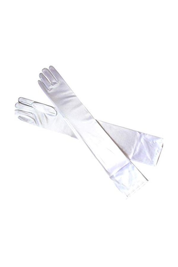TDEOK Gants sans doigts pour femme - Pour fête vintage - Longue performance - Moufles serrées en maille - Pour femme, Blanc.,