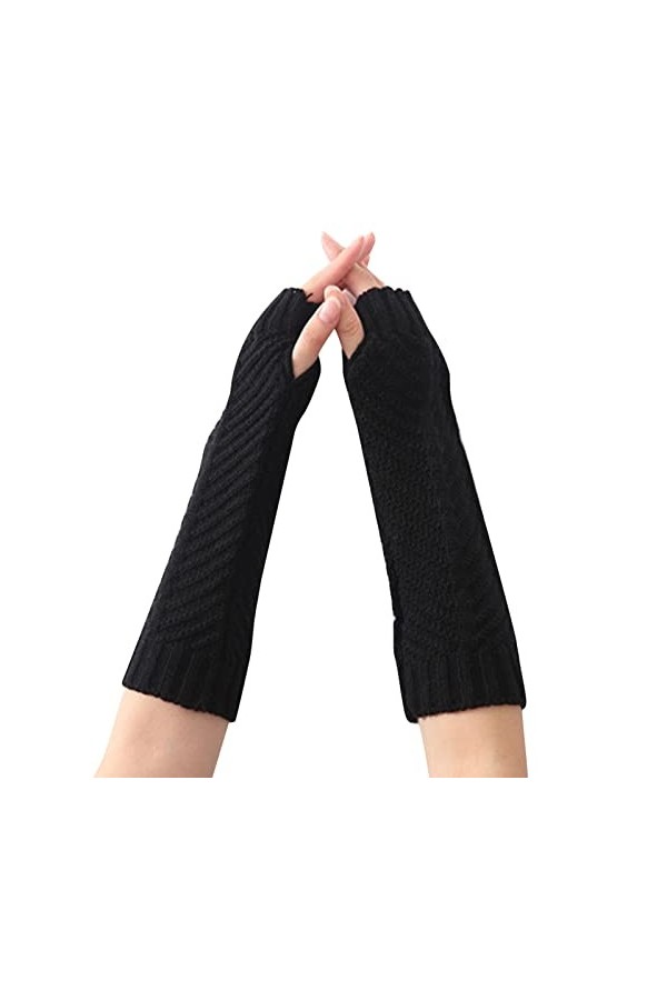 Gants dhiver tricotés dhiver sans doigts Accessoires Cosplay Bras Gants tricotés dhiver chauds femmes sans doigts pour fem