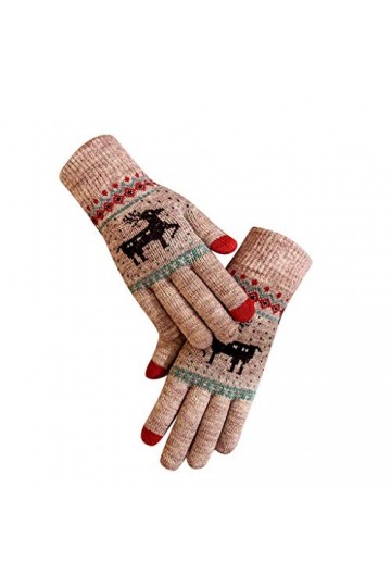 TIFIY Gants de Noël Unisexe Extra Chaud Épaissir en Peluche Mignon Hiver Thermique Câble Tricot Moufles à Écran Tactile Gants
