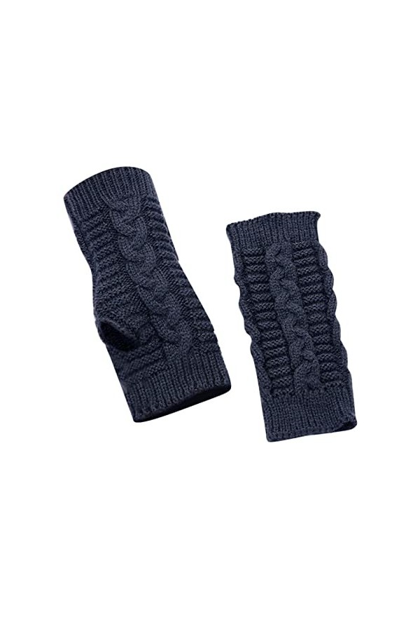 Mitaines tricotées pour femme - Noir - Accessoires en tricot - Gants tricotés - Hiver - Automne - Unisexe - Pour mitaines - M