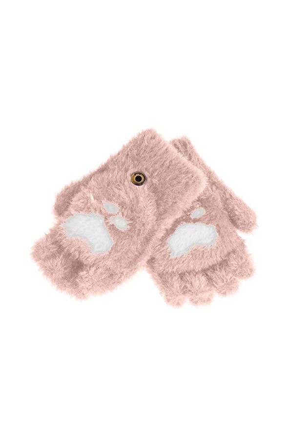 Mizily Mitaines dhiver pour femme - Gants en tricot - Mitaines mitaines avec rabat moufles - Noir - Taille unique