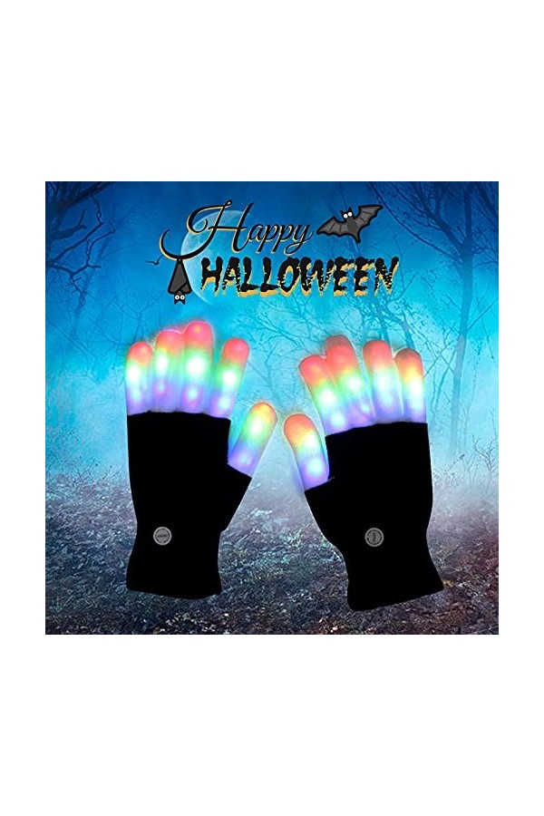 Moufles pour femme par temps froid - Gants colorés pour femme - Demi-doigt lumineux - Cadeau dHalloween pour homme - Gants d
