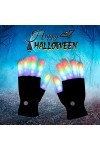 Moufles pour femme par temps froid - Gants colorés pour femme - Demi-doigt lumineux - Cadeau dHalloween pour homme - Gants d