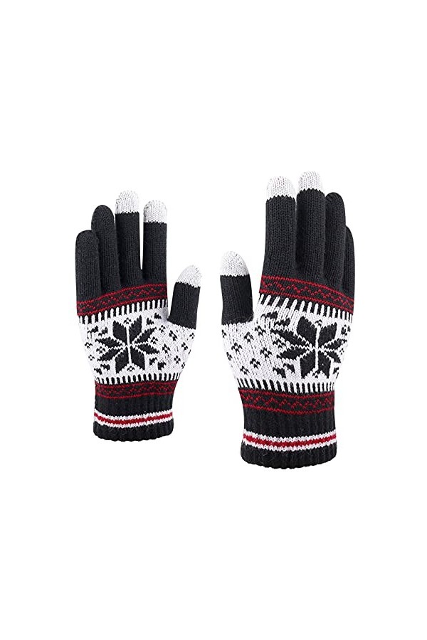 Gants flocon de neige pour femme et adulte avec écran créatif pour homme et téléphone tricoté chaud et tendance Gants dhiver