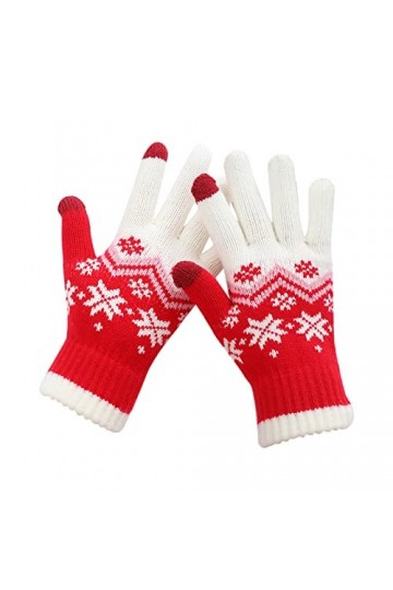 Les femmes peuvent activer les gants décrans, gants tricotés chauds pour lhiver, garder au chaud, tricot, Noël, flocons de 