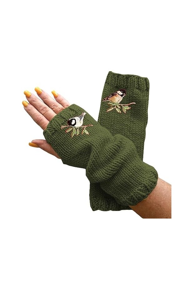 YANFJHV Mitaines dhiver en laine tricotées pour femme - Mitaines en cuir - Mitaines courtes, RD1, taille unique