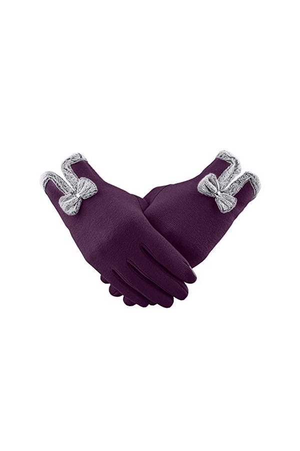 Gants dhiver chauds pour écran tactile - Gants coupe-vent pour femmes et filles - Gants dhiver élégants violet, taille uni