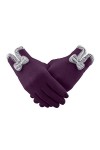 Gants dhiver chauds pour écran tactile - Gants coupe-vent pour femmes et filles - Gants dhiver élégants violet, taille uni
