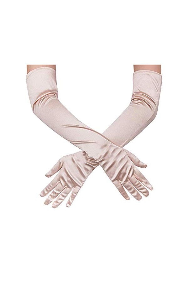 Generisch Gants pour téléphone portable - Pour femme - Longueur coude - Doigts - En satin - En satin - Années 20 - Tulle, 2-O