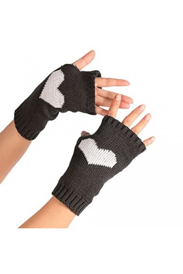 Mitaines sans doigts au poignet en tricot cosplay bras tricoté poignet noir long femmes sans doigts Kawaii longueur manchons 