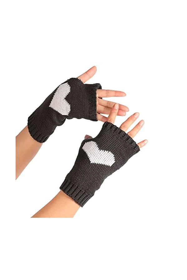 Mitaines sans doigts au poignet en tricot cosplay bras tricoté poignet noir long femmes sans doigts Kawaii longueur manchons 