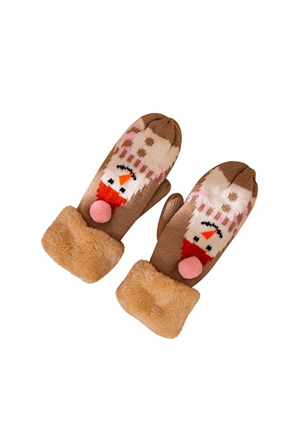 Dinnesis Hoden Schuhe Plus Moufles mignonnes épaississantes décontractées de Noël tricotées en velours dhiver pour femme Gan