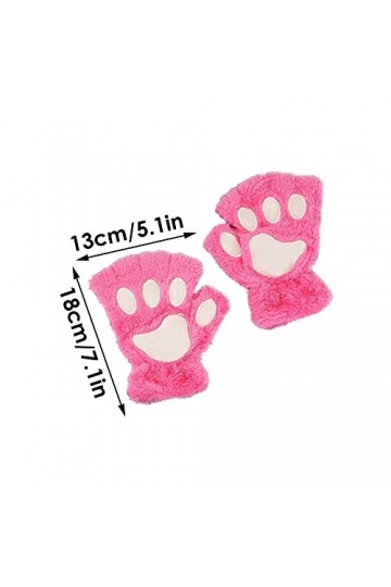 mooderf Gants chauds en peluche pour femme et fille - Moufles en forme de patte de chat - Gants dhiver doux en polaire corai