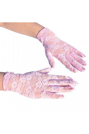 Gants de mariage sexy en dentelle et dentelle pour femme Noir à pois, rose, taille unique
