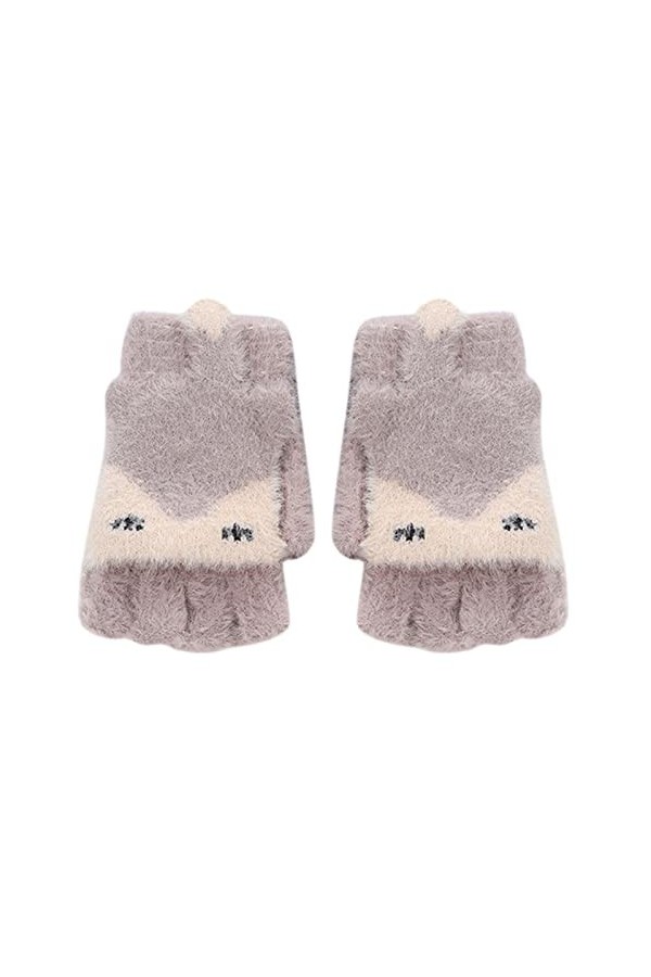 Mitaines dhiver épaisses et chaudes à rabat pour les étudiants, léquitation, lécriture, gants tricotés demi-doigts en lain