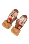 liaddkv Décontracté Mignon Chaud Motif Femme Épaississement Moufles dhiver Tricot Gants de Noël en Velours Plus Gants Danse 